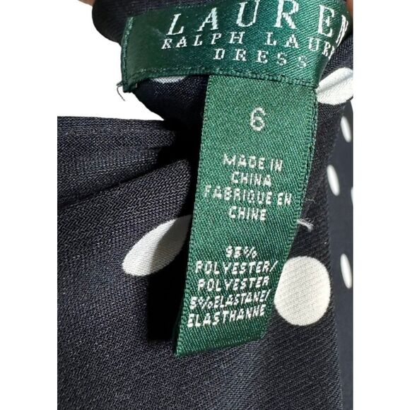 Lauren Ralph Lauren Polka Dot Dress Faux Wrap Sheath Cap Sleeve Retro Women 6 - Picture 3 of 4
